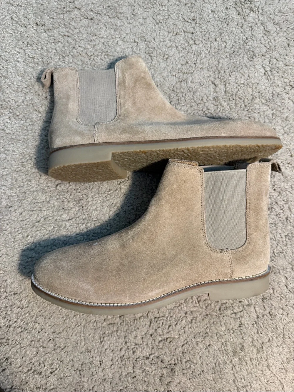 American Eagle Men's Suede Chelsea Boots in Beige - Classic Slip-On Style